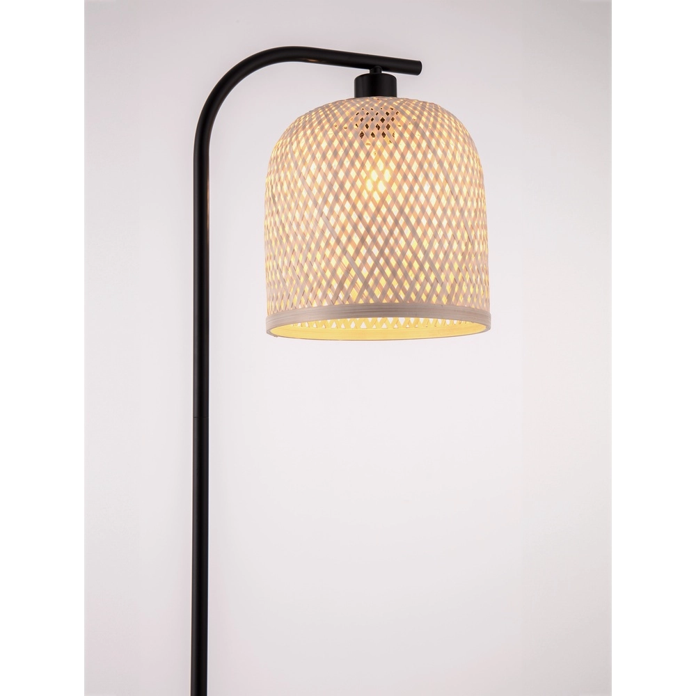 Stehlampe Intra schwarz mit Bambuskappe Lyora 5212017454836