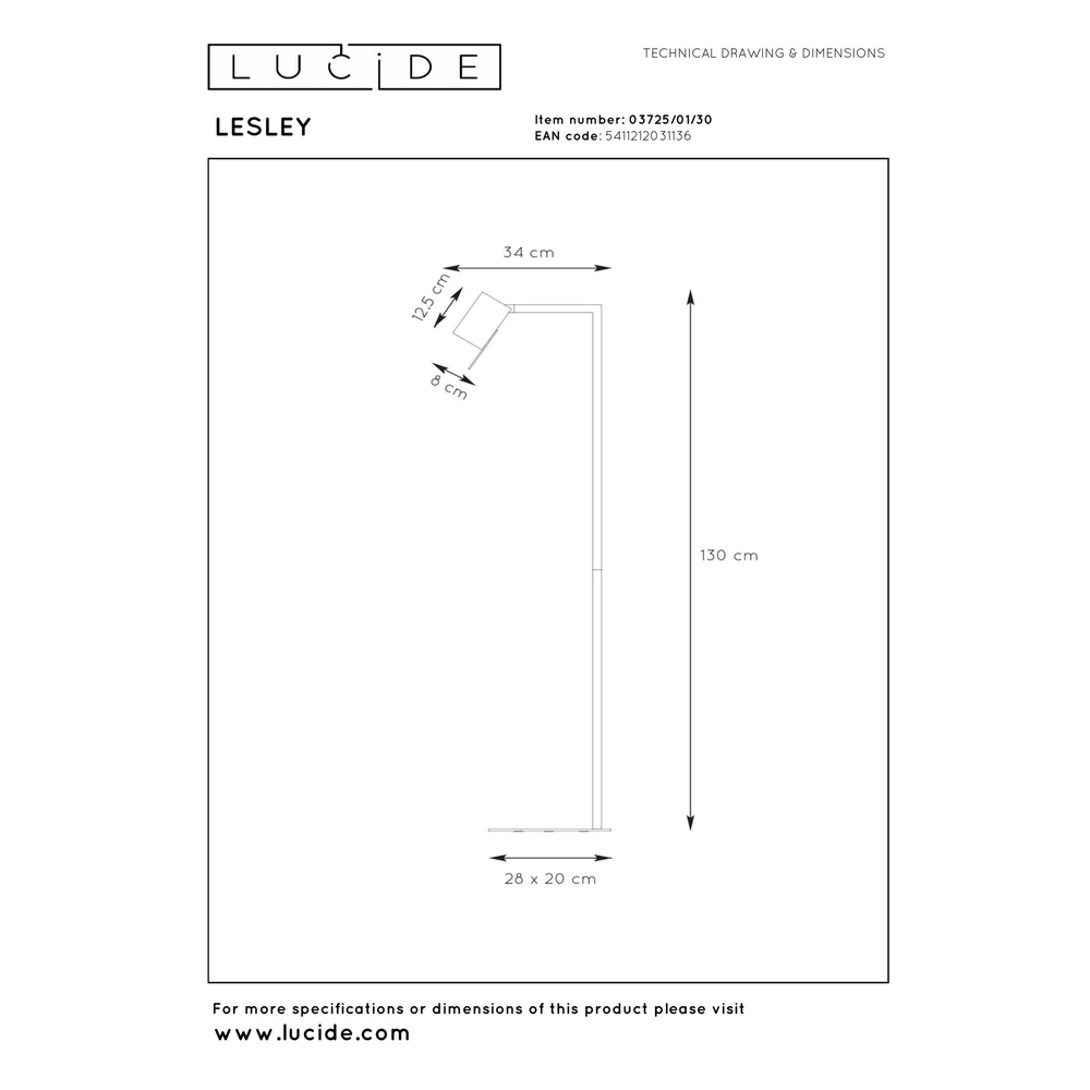 Moderne Leselampe Lesley Schwarz Lucide 5411212031136
