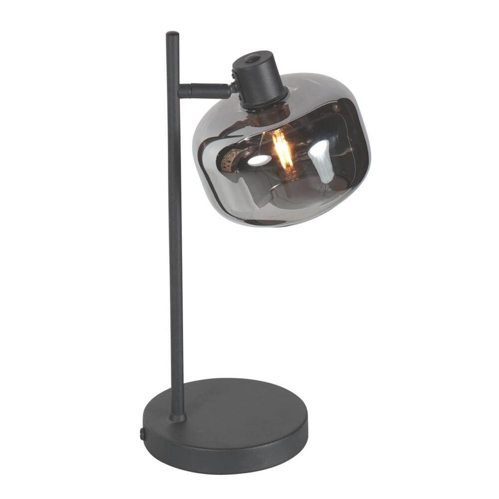 Schwarze Tischleuchte Tenebris mit Rauchglas Steinhauer 8712746178142
