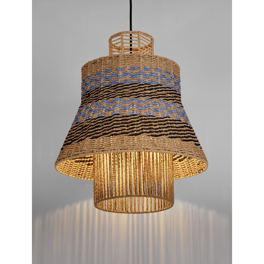Rattan Pendelleuchte Mande Blau mit Braun Lyora 5212017477354