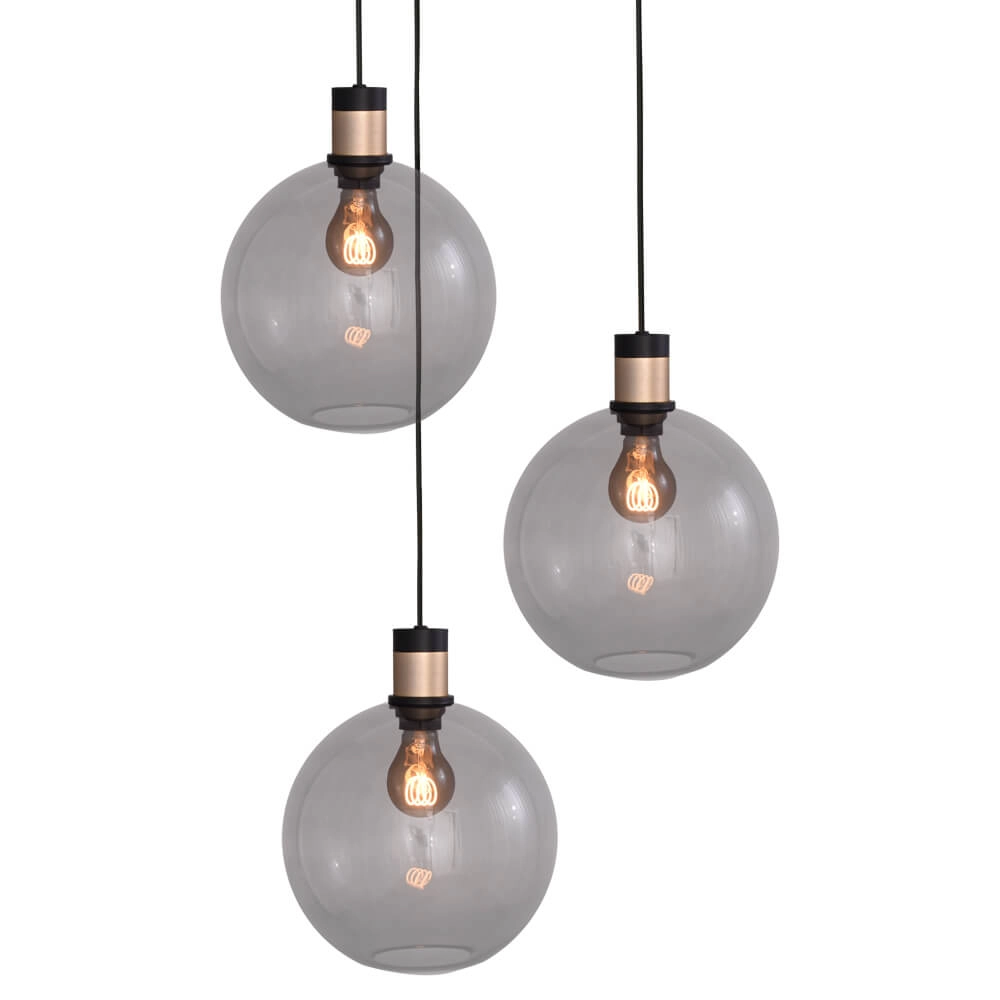 Vide-Hängelampe Lazise 2 3x Ø 25cm Gold mit Schwarz Masterlight 8718121303840
