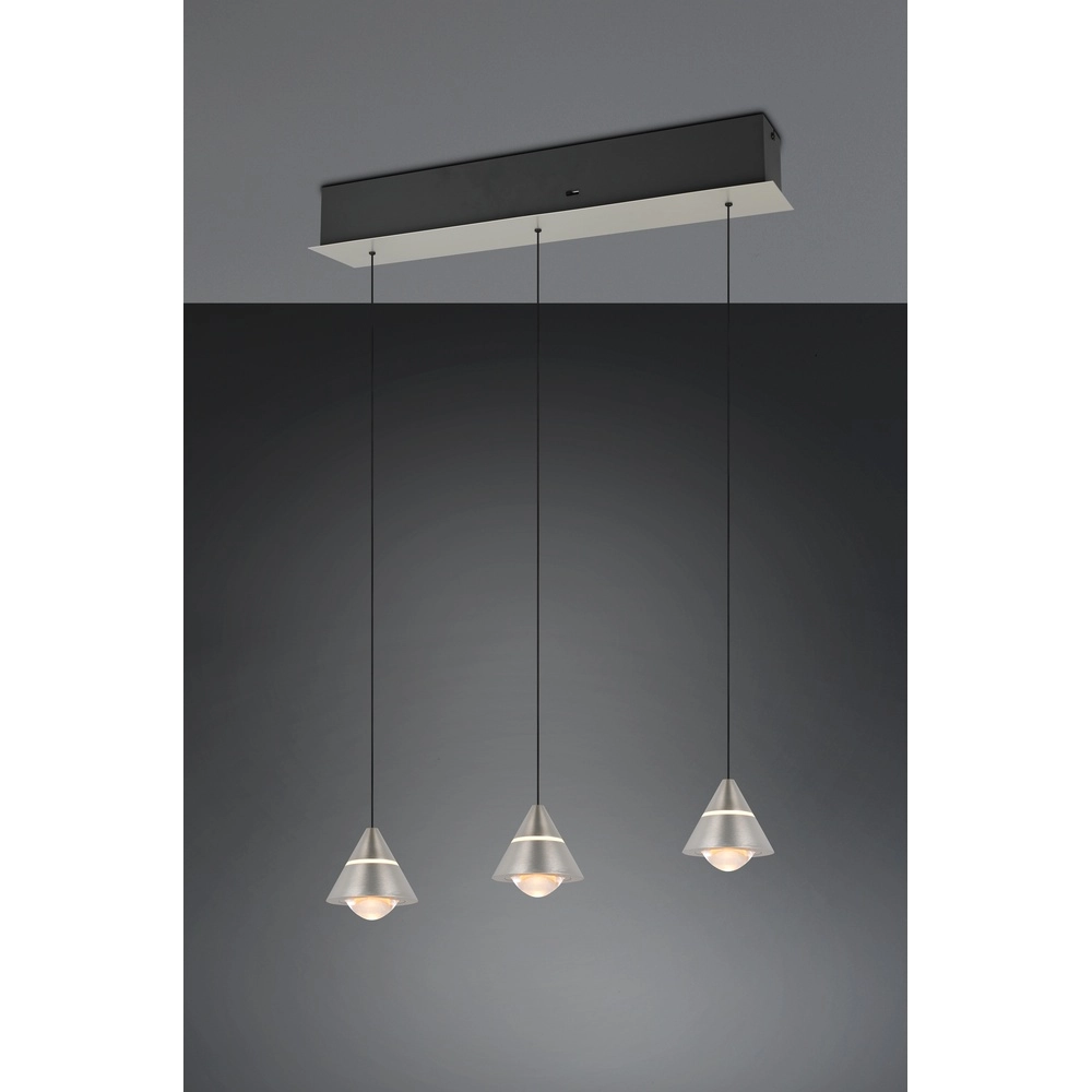 Design-Pendelleuchte Romeo 3-flammiges Nickel Trio 4017807667783