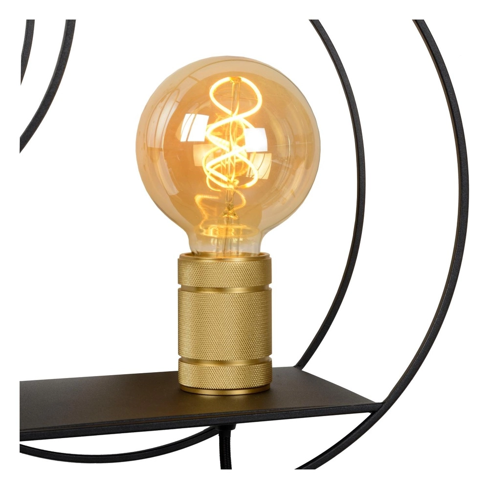 Einzigartige Wandlampe Circle Schwarz mit Regalen Lucide 5411212211408