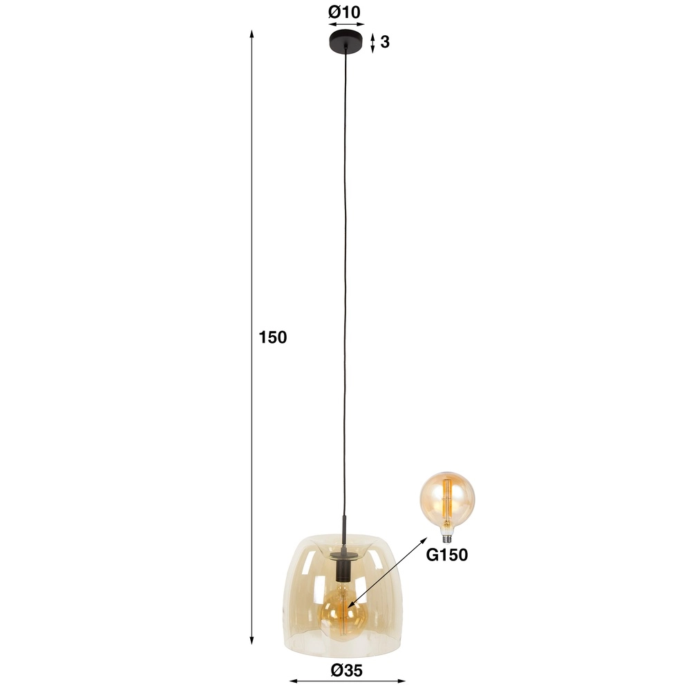 Glas-Pendellampe Drift Ø 35cm – bernsteinfarbenes Glas Lyora 8716803512689
