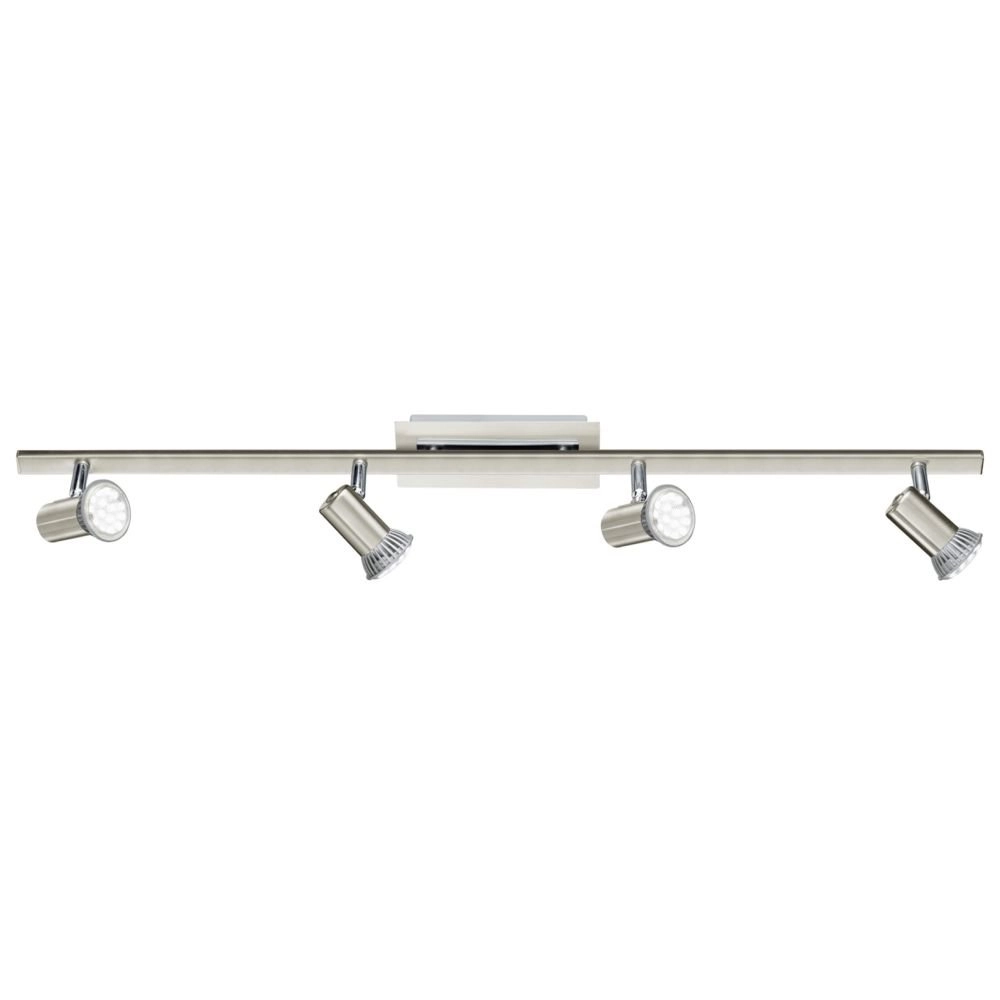 LED-Deckenspot Rottelo Beam 4-Licht-LED-Nickelmatte