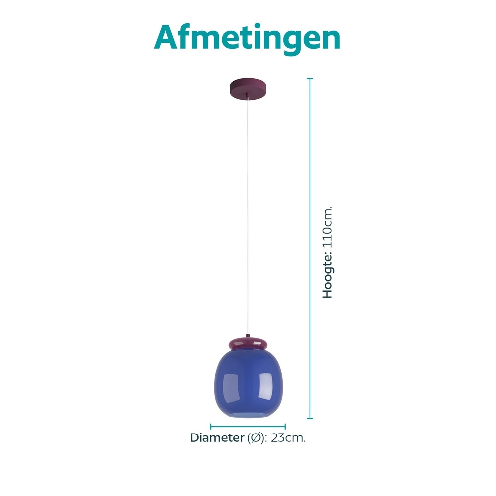 Design-Pendellampe Berardelli Blau mit lila Ø 23 cm