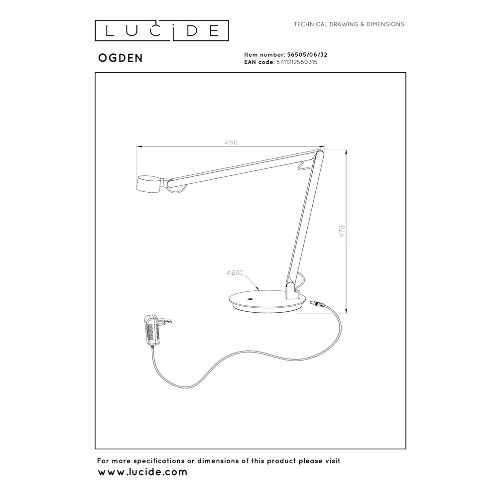 Schreibtischlampe Ogden Rot Premium by Lucide 5411212560315