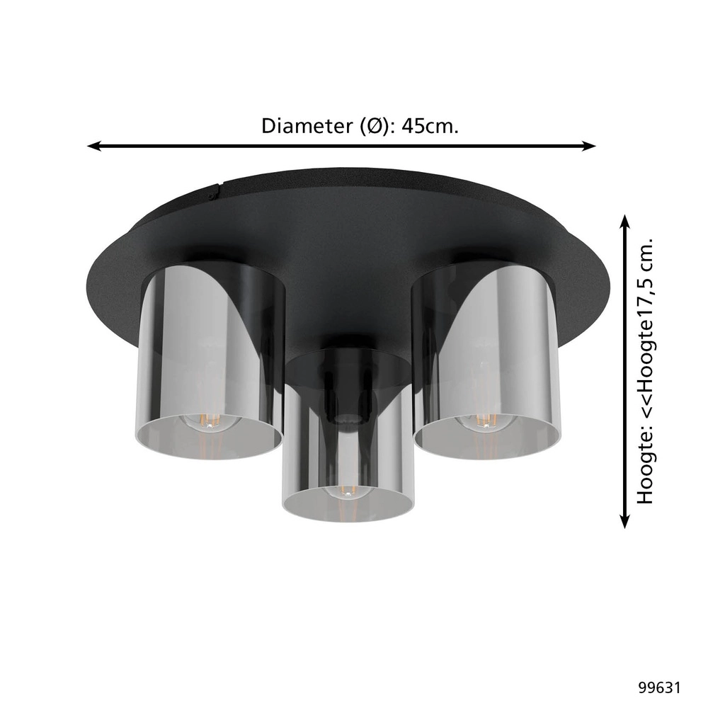 Deckenlampe Gorosiba 1 Ø 45cm – mit Rauchglas Eglo 9002759996314