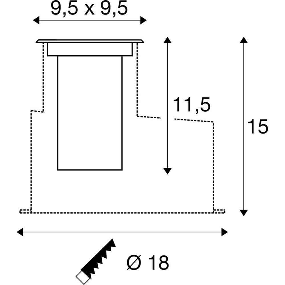 Boden-Spot Dasar S quadratisch 3000K SLV 4024163288200