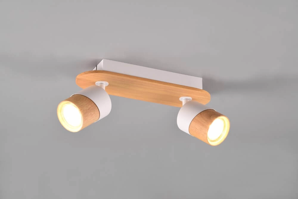 Deckenleuchte aus Holz mit Weiß Aruni 2-flammig Trio 4017807562316