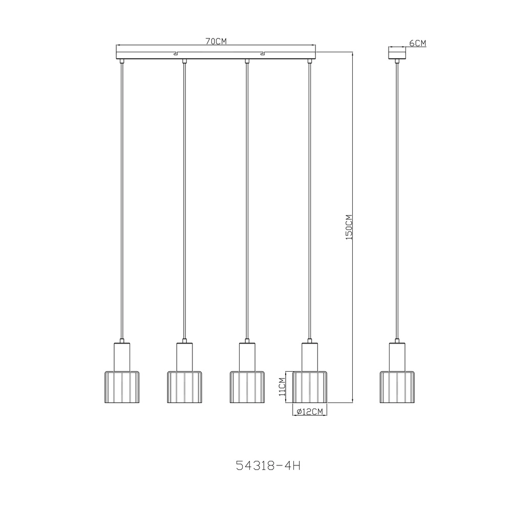 Pendellampe Walton 4-helles Kaffeebraun Globo 9007371586189