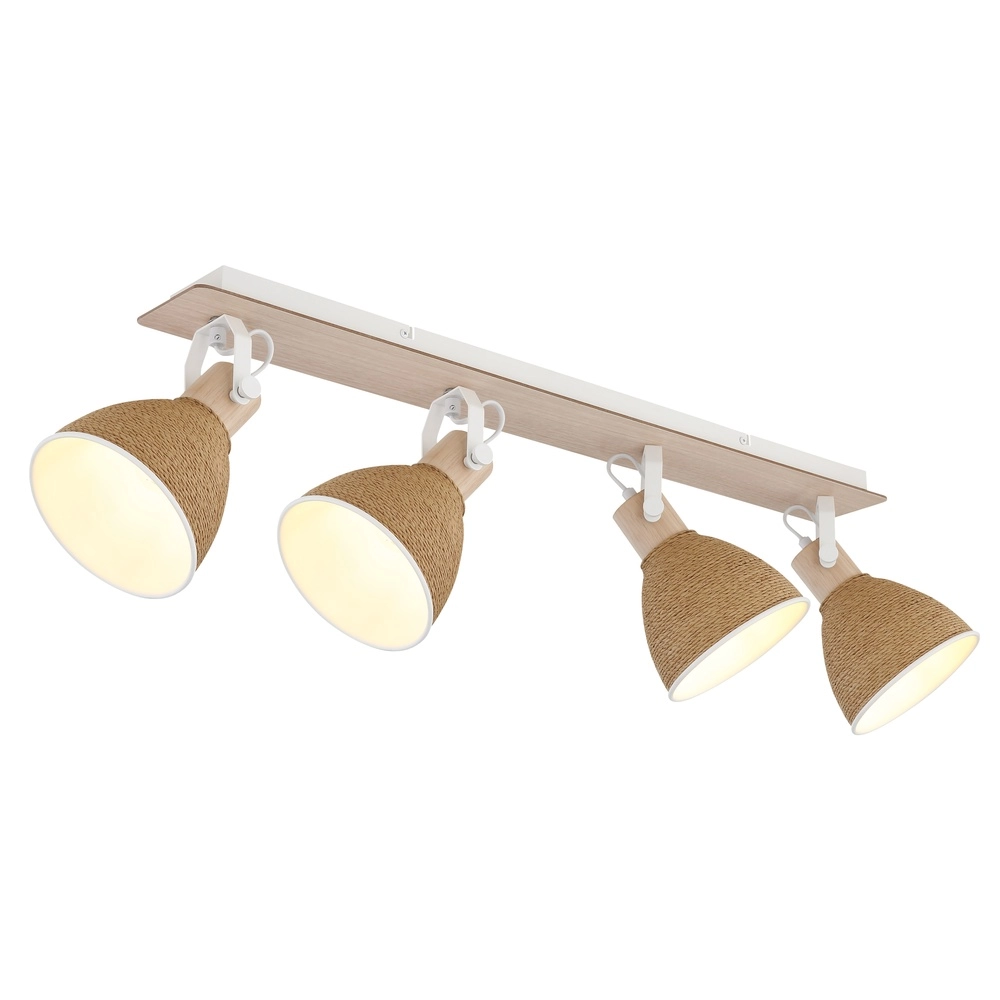 Deckenlampe Lyndon 4-hell weiß mit Rattan