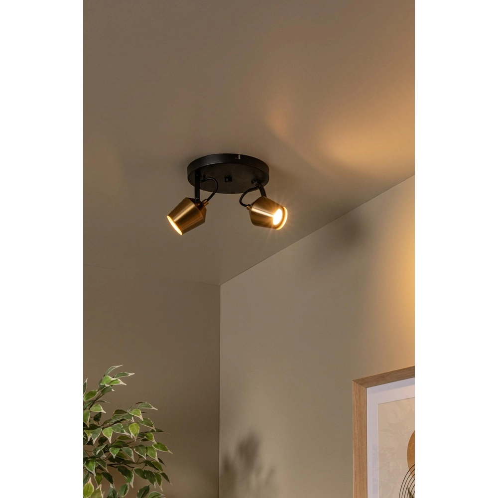 2-Licht Deckenlampe Emile Schwarz mit Gold Lucide 5411212510082