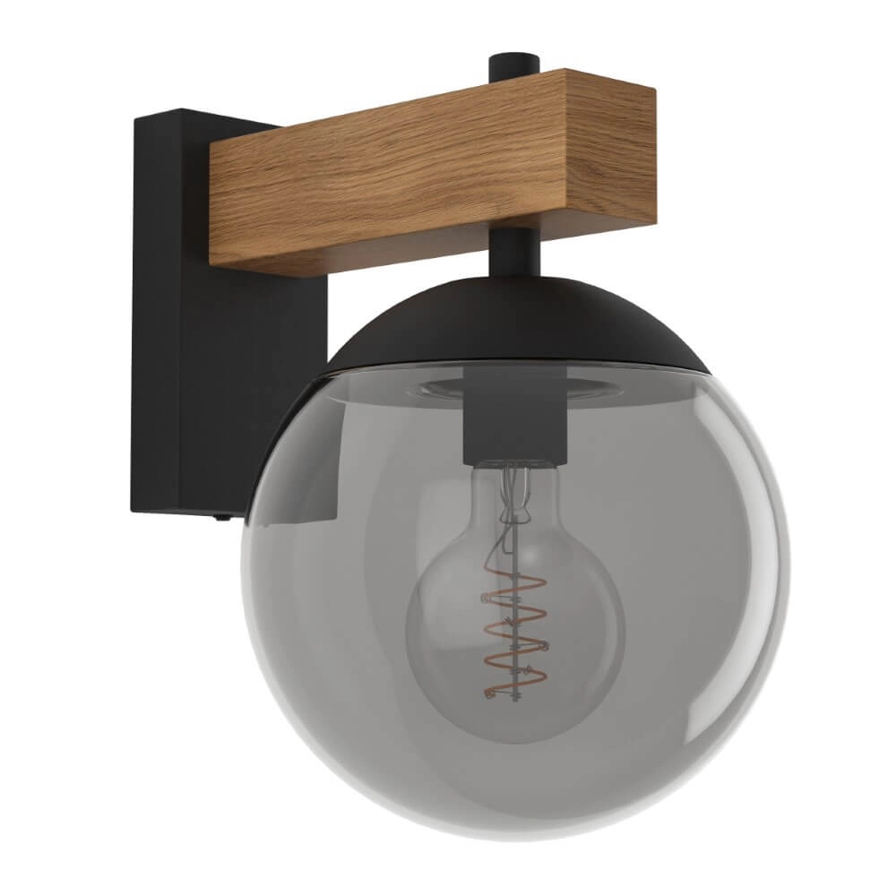 Glühbirnen-Außenlampe Bufalata Holz mit Rauchglas