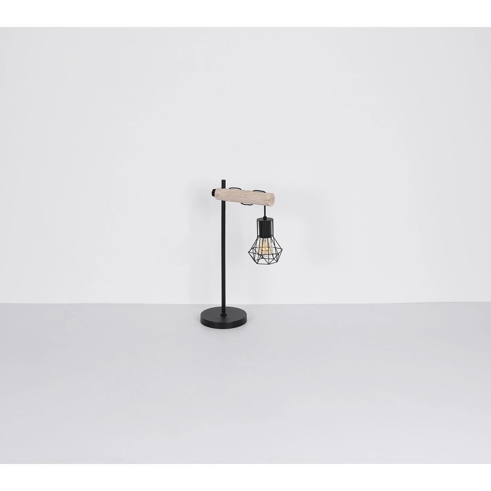 Stehlampe Priska Schwarz mit Holz Globo 9007371443840