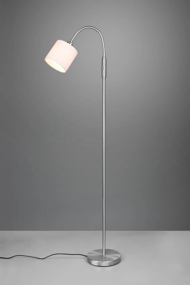 Stehlampe Tommy 130 cm Edelstahl mit Weiß Trio 4017807502930