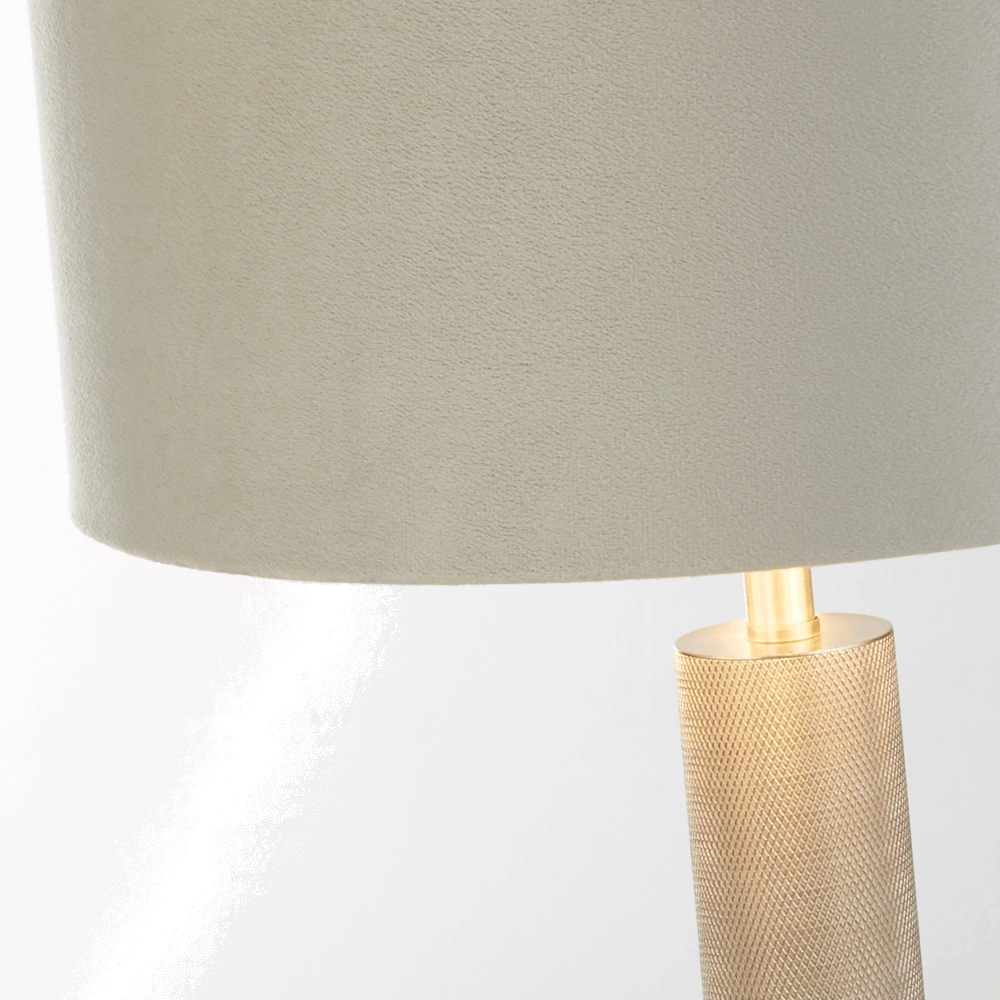 Goldene Tischlampe London mit grauer Kapuze Searchlight 5053423256481