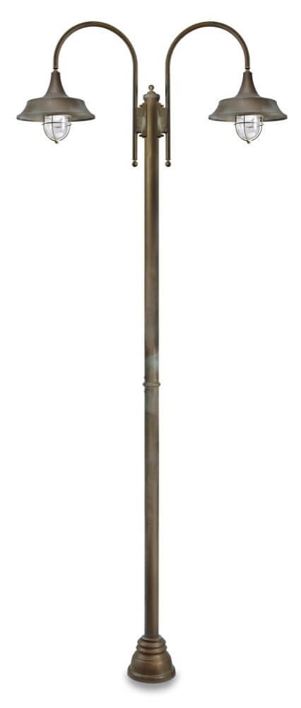 Stehlampe Atelier L – gealtertes Messing, 2-flammig