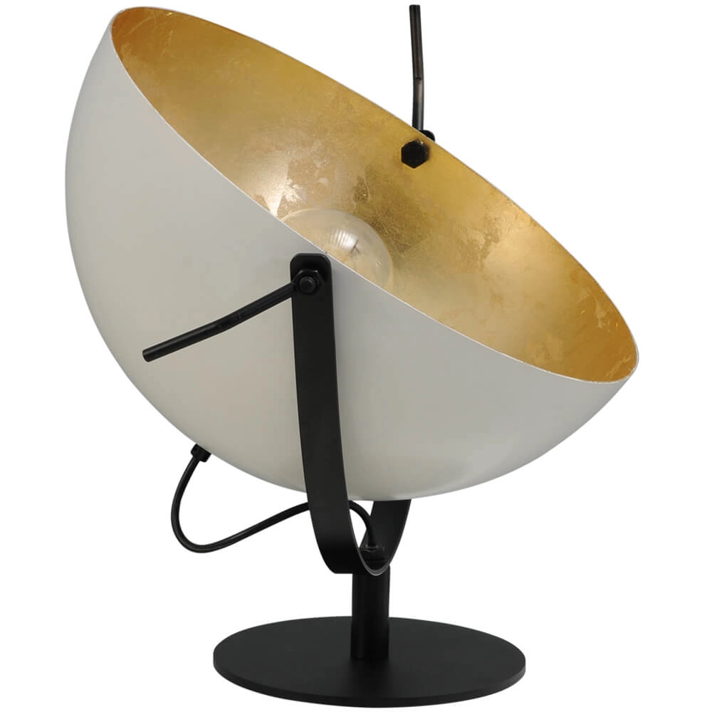 Tischlampe Industria Uplight 60 cm weiß mit altem silber