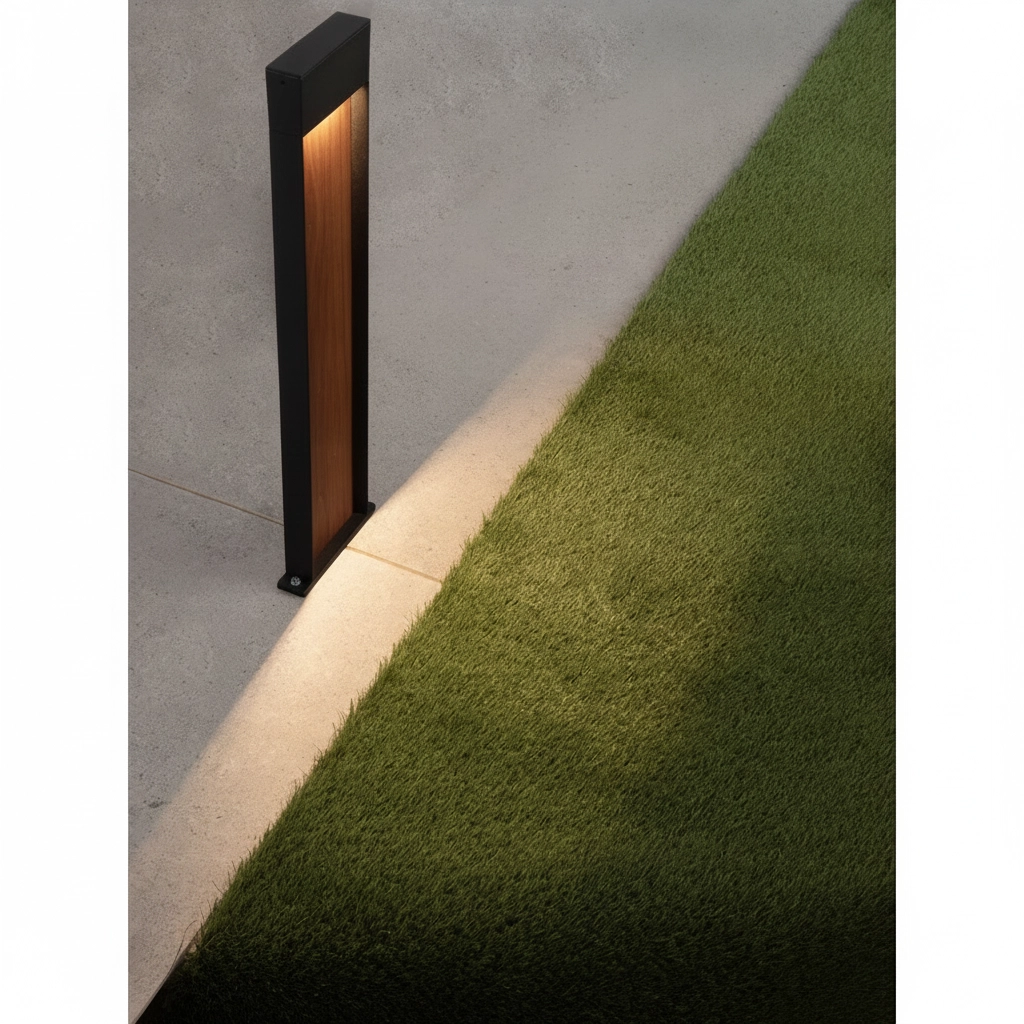 Design-Gartenlampe Noray Schwarz mit Holz 78cm - 2700K