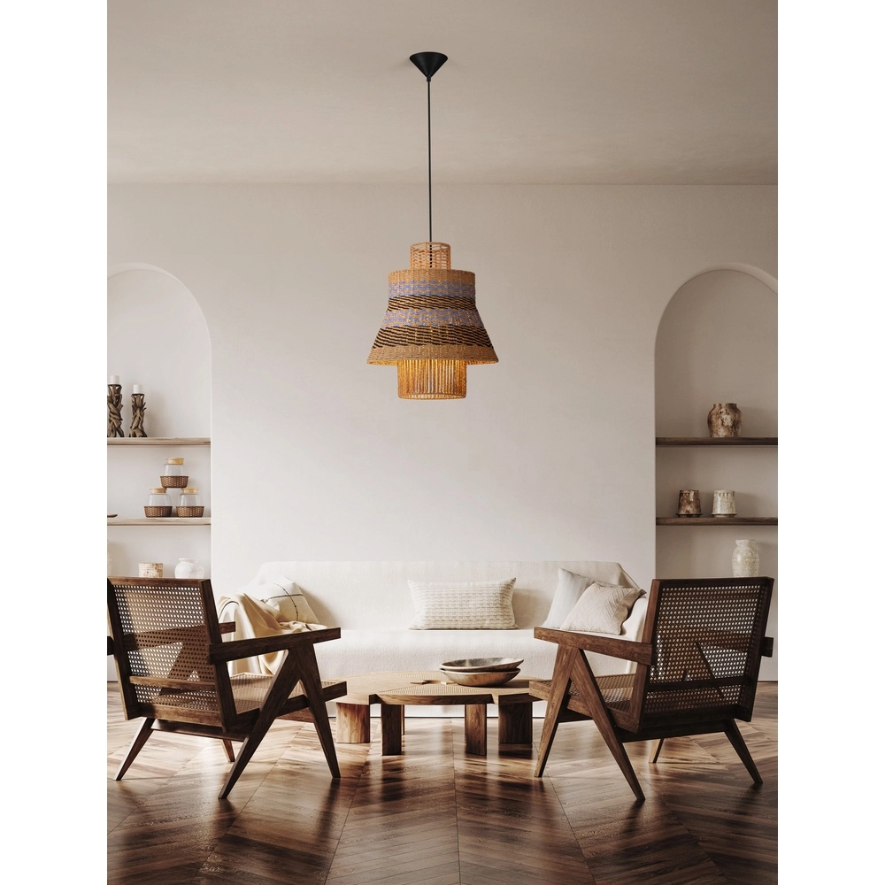 Rattan Pendelleuchte Mande Blau mit Braun Lyora 5212017477354