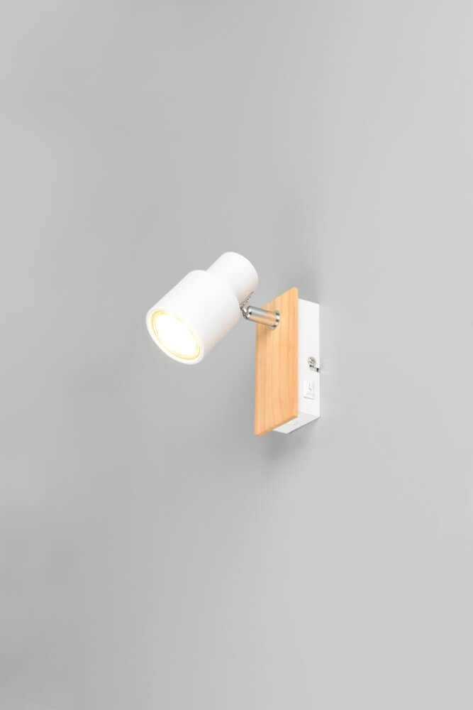 Design-Wandleuchte Pierre weiß mit Holz Trio 4017807638141
