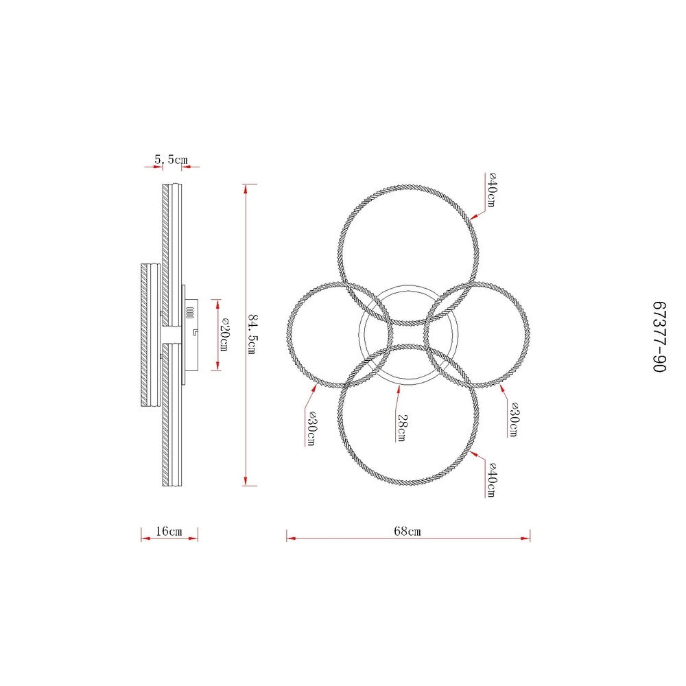 Deckenlampe Francine Gunmetal 4 Ringe Globo 9007371592630