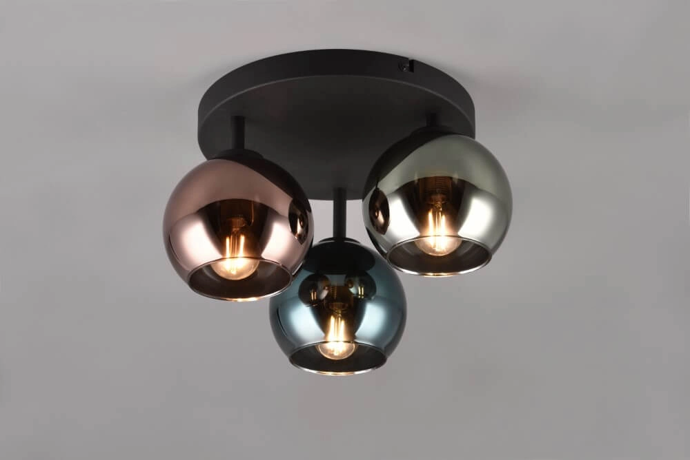 Designer-Deckenleuchte Sheldon schwarz mit Rauchglas Trio 4017807585247