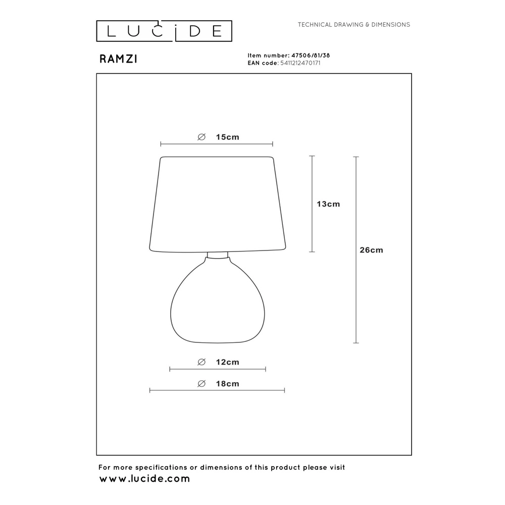 Tischlampe Ramzi Sandbraun Lucide 5411212470171