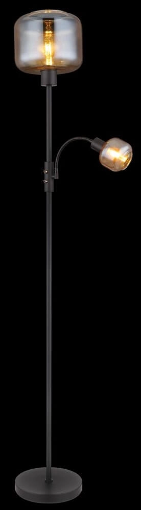 Schwarze Stehlampe Giuseppe Bernsteinfarbenes Glas Globo 9007371441228
