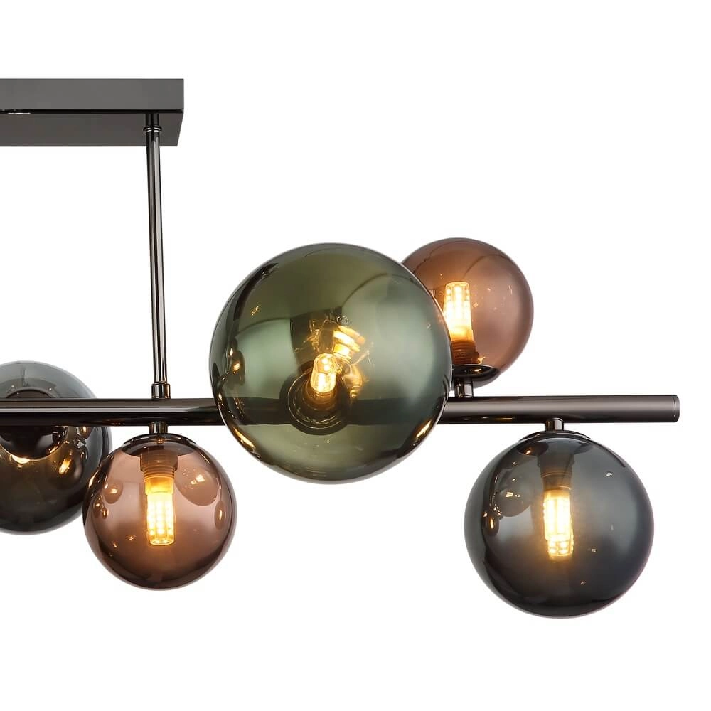 Schwarze Deckenleuchte Riha Farbiges Glas 9-flammig Globo 9007371453115