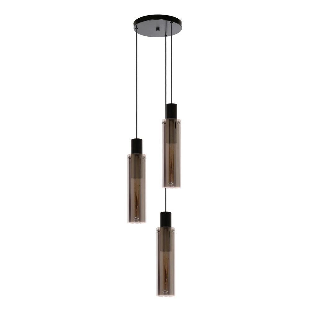 3-Licht Pendellampe Orlando Rauchglas