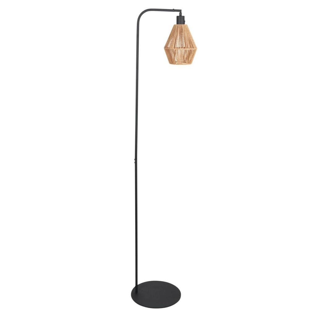 Stehlampe Ropex mit Rattanhaube