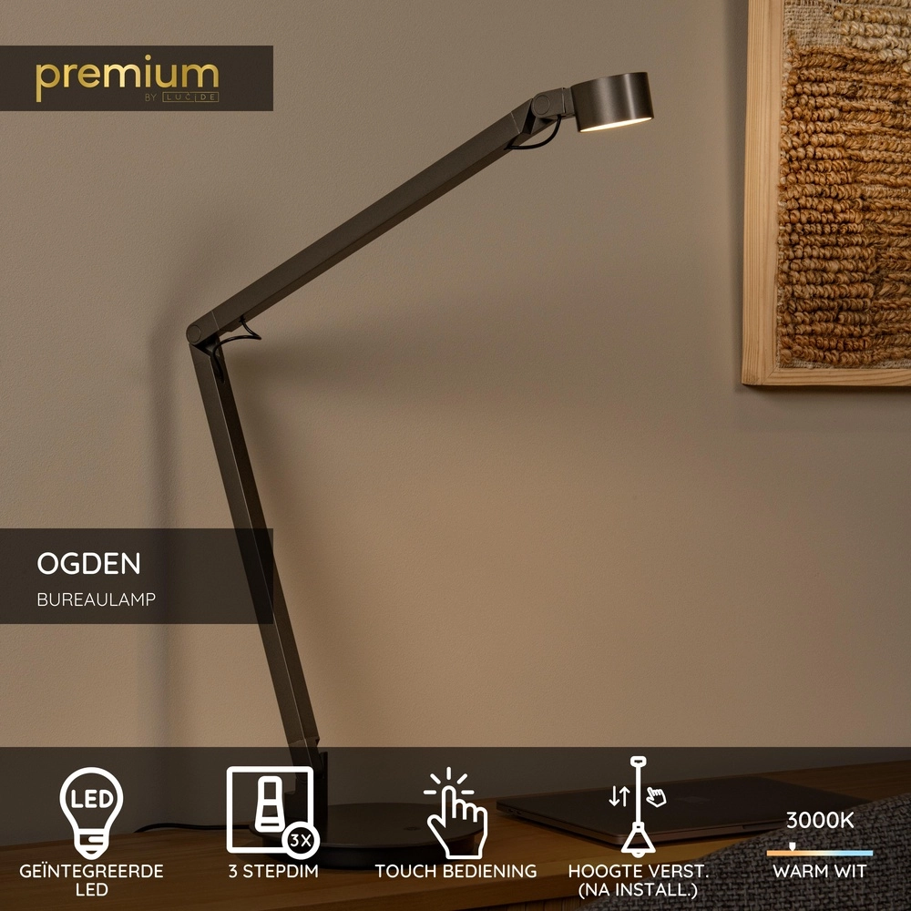 Schreibtischlampe Ogden Anthrazit Premium by Lucide 5411212560308