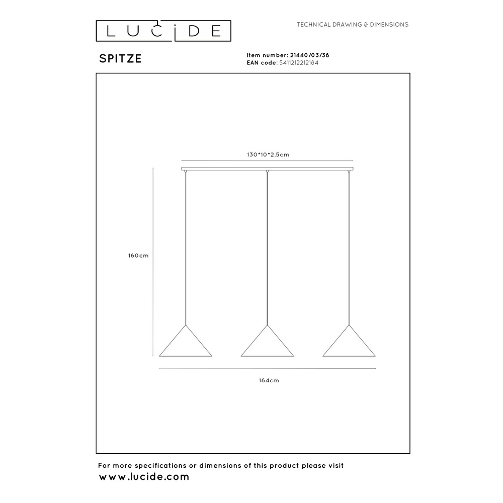 3-Licht Pendellampe Spitze Grau Lucide Vibes 5411212212184