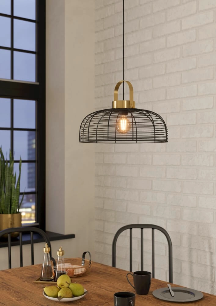 Drahtlampe Roundham Ø 45cm - Schwarz mit Gold Eglo 9002759439644