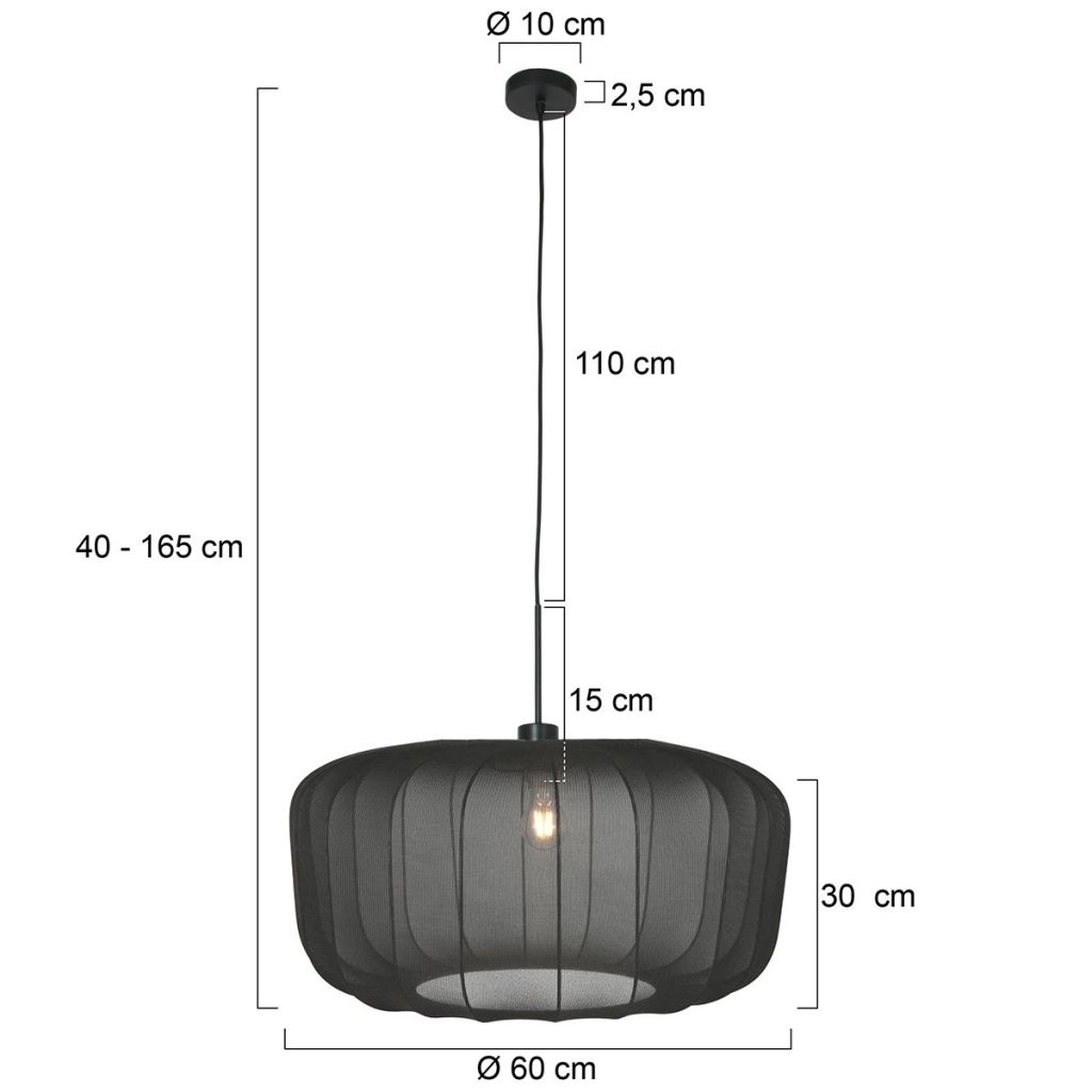 Pendellampe Vela Lino mit schwarzem Farbton Ø60 cm Steinhauer 8712746182804