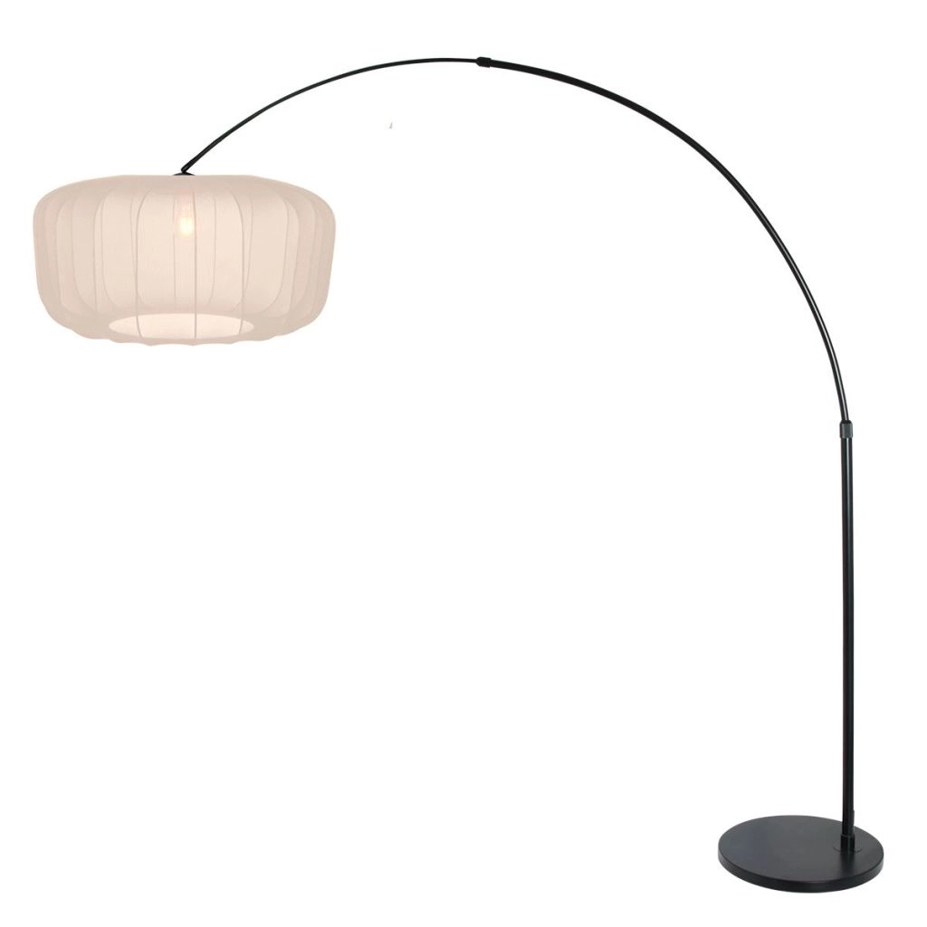 Schwarze Bogenlampe Vela Lino mit Cremeton Ø60cm Steinhauer 8712746183580