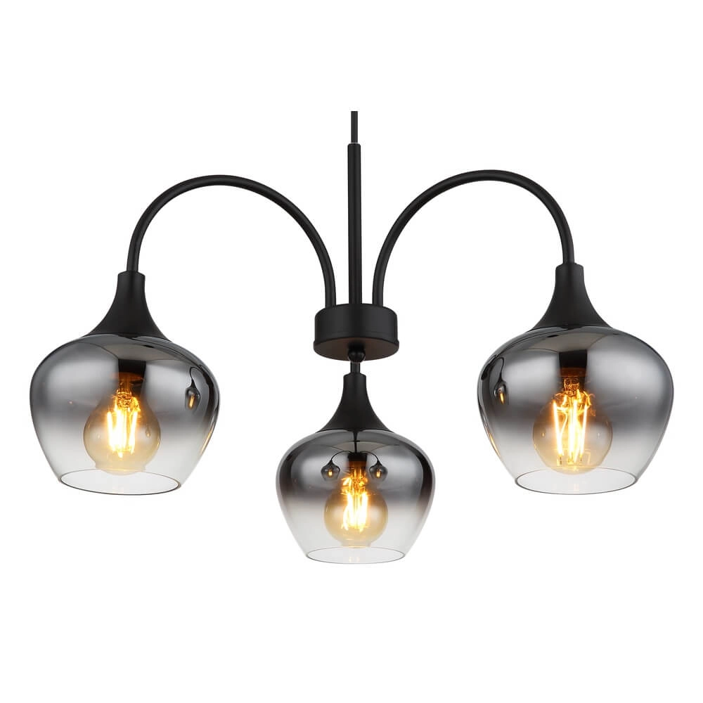 3-flammige Pendelleuchte Maxy schwarz mit Rauchglas Globo 9007371468188