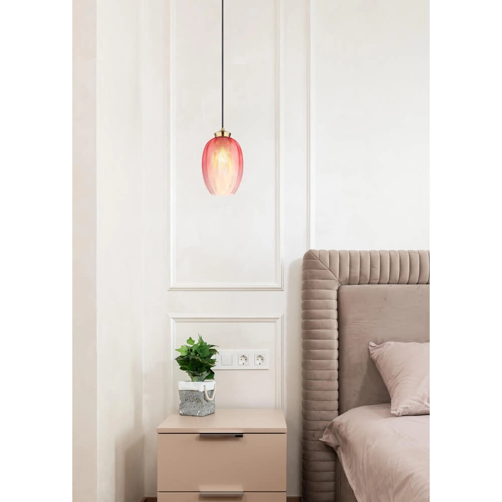 Pendelleuchte Jessica mit rosa Glas Ø 18cm Globo 9007371484119