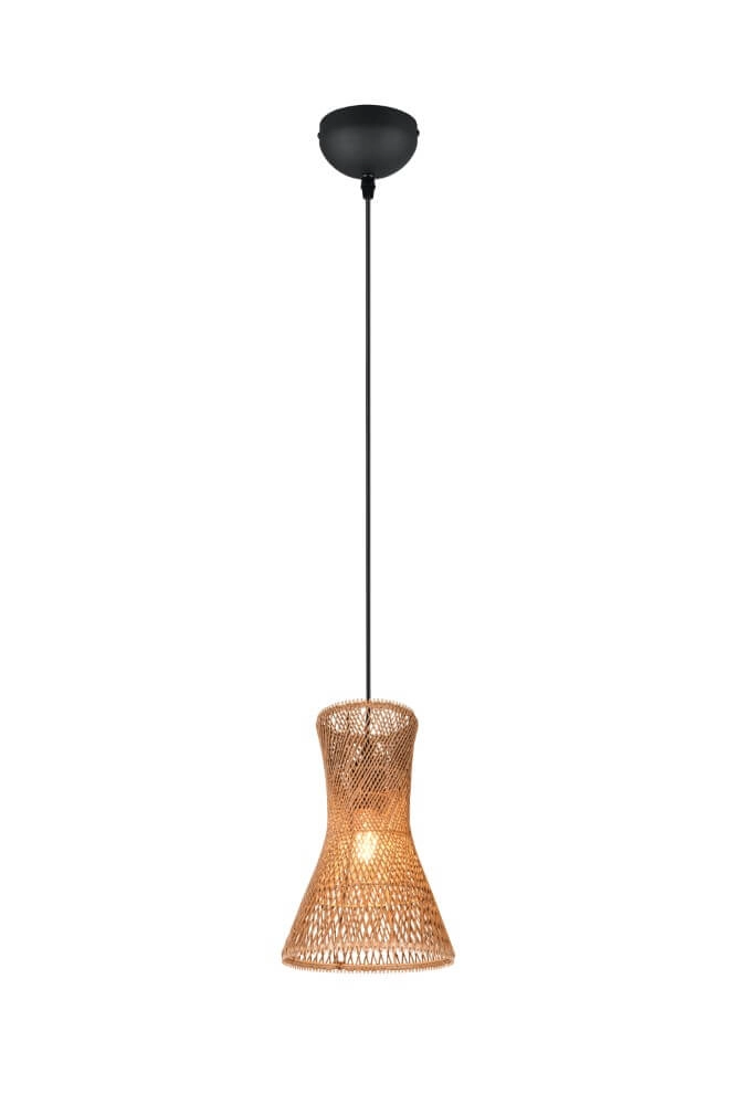 Design-Pendelleuchte Bijou schwarz mit Rattan Ø20cm Trio 4017807637304