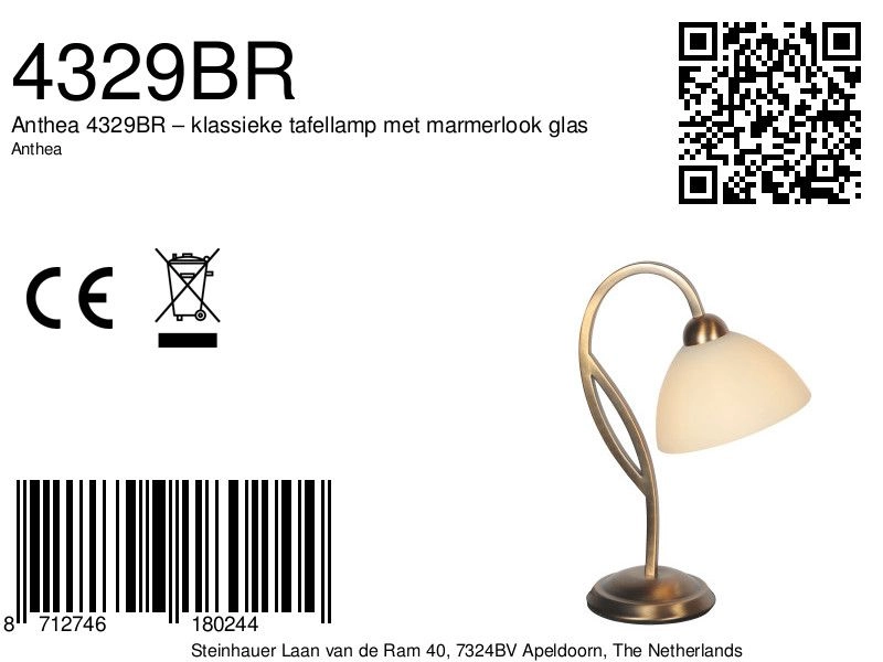 Klassische Tischlampe Anthea Bronze Steinhauer 8712746180244