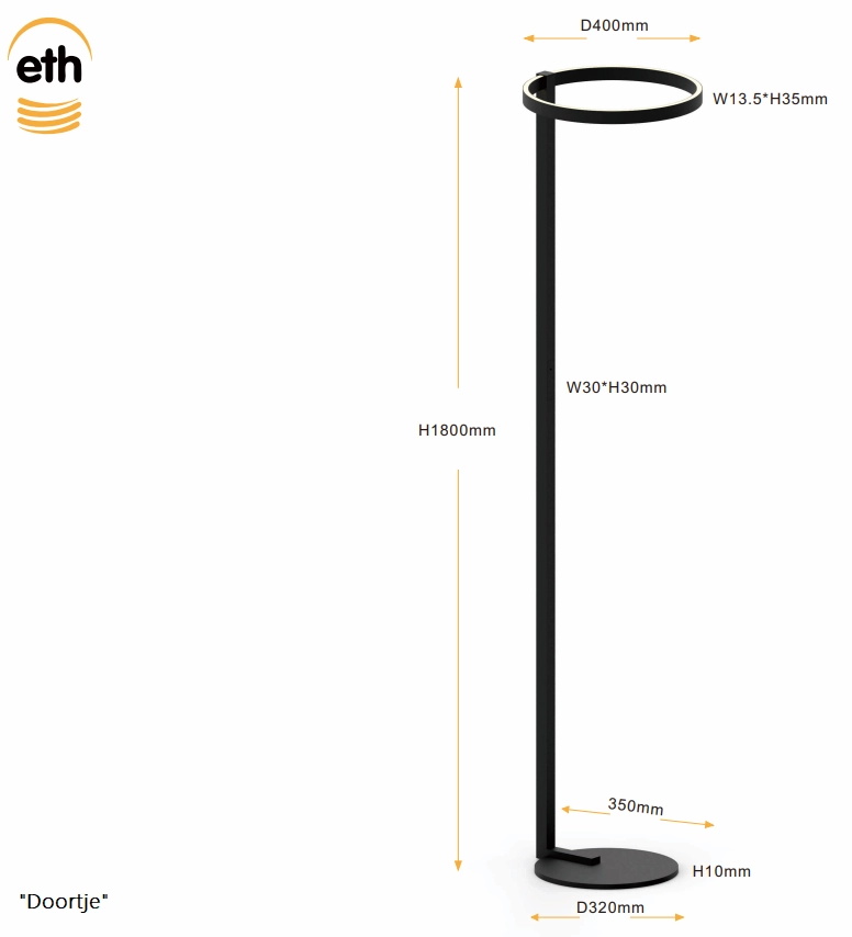 Moderne Stehlampe Joyce Ø 40cm ETH 8720195310334