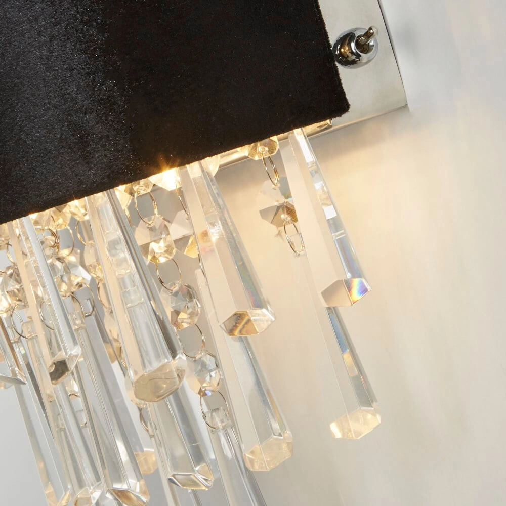 Wandlampe Glamour Schwarz mit Chrom Searchlight 5053423244129