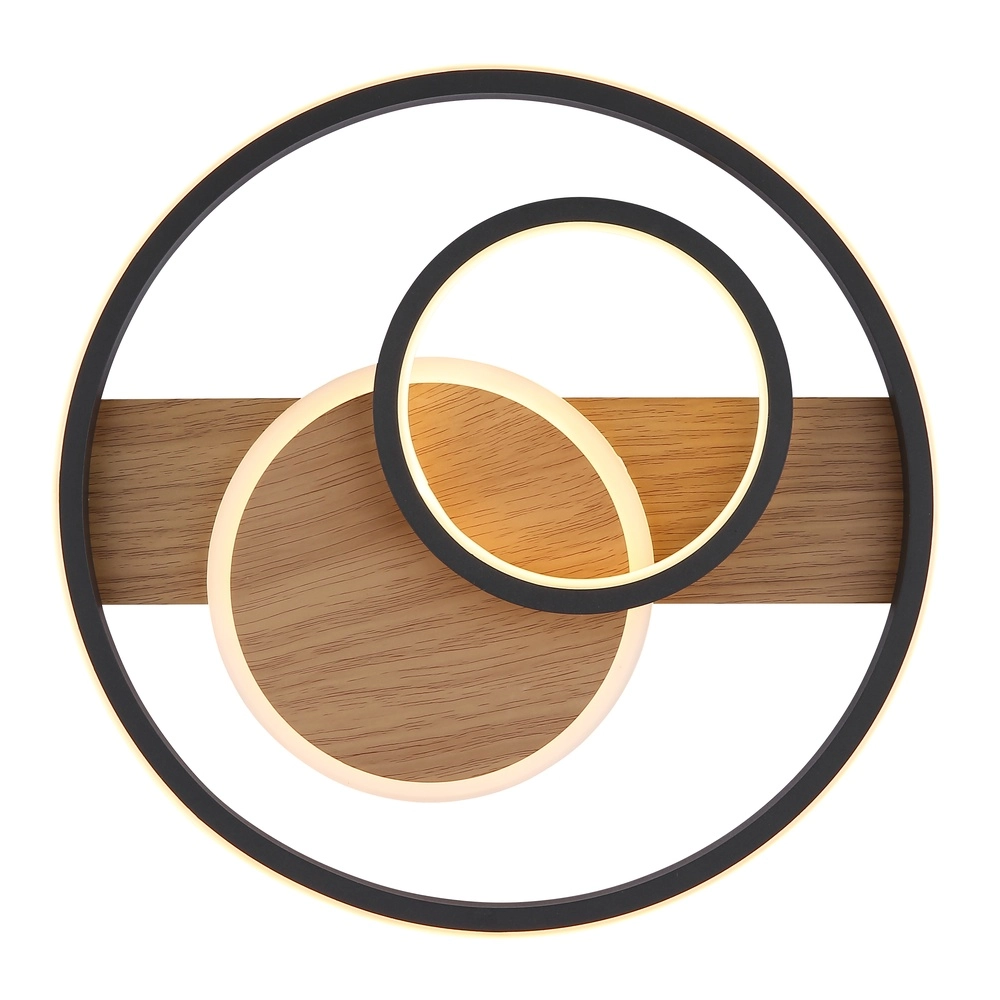 Design-Deckenlampe Pikara Schwarz mit Holz Globo 9007371474707