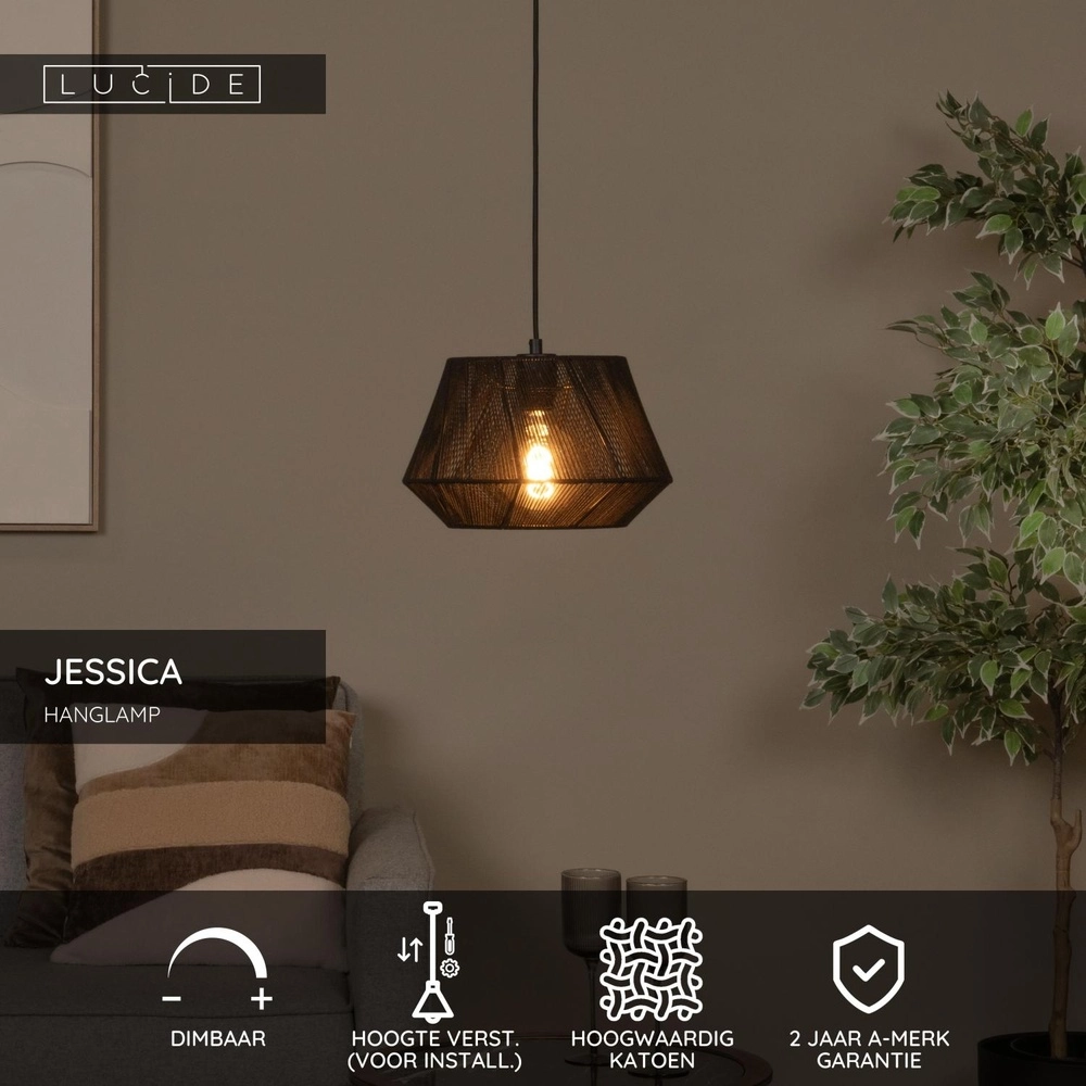 Pendellampe Jessica Ø 30cm schwarz Lucide 5411212106155