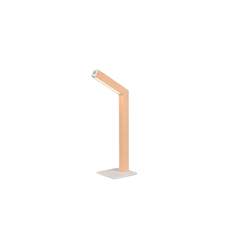 Design-Tischleuchte Skip wiederaufladbar weiß mit Holz Trio 4017807643503