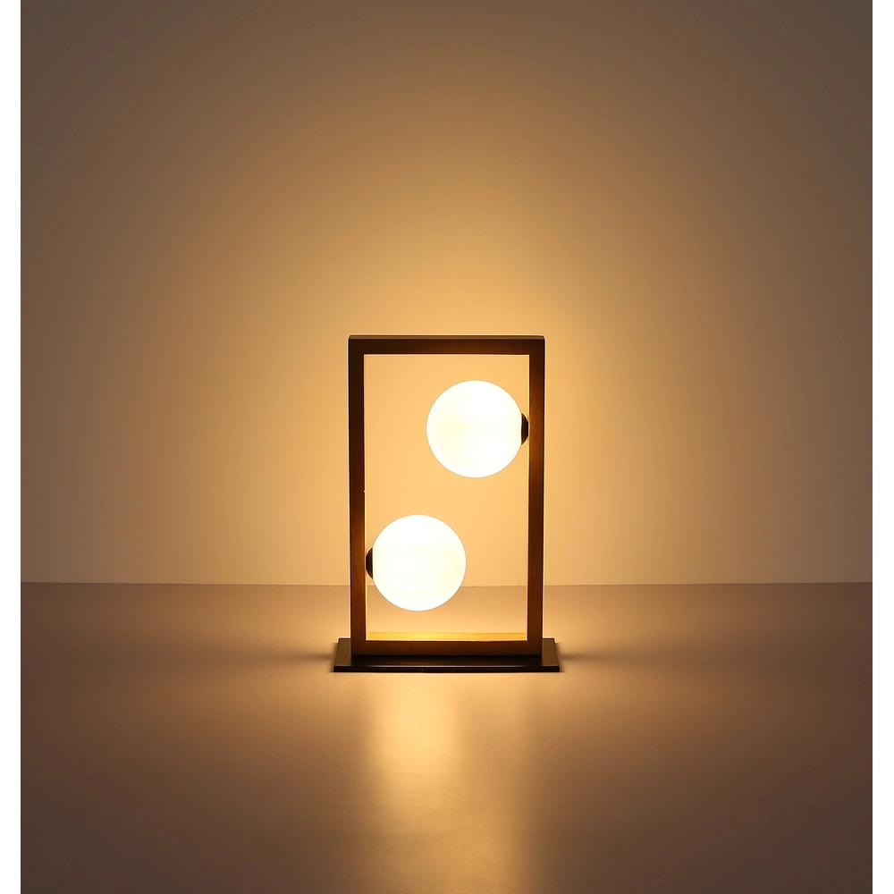 Moderne Tischlampe Nanda Schwarz mit Holz Globo 9007371510948