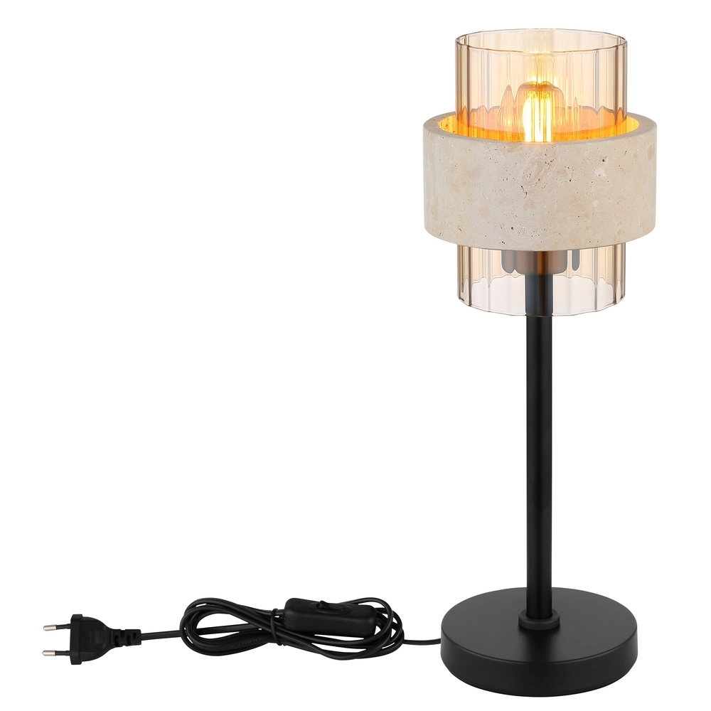 Tischlampe Daren Schwarz mit Marmor Globo 9007371592661