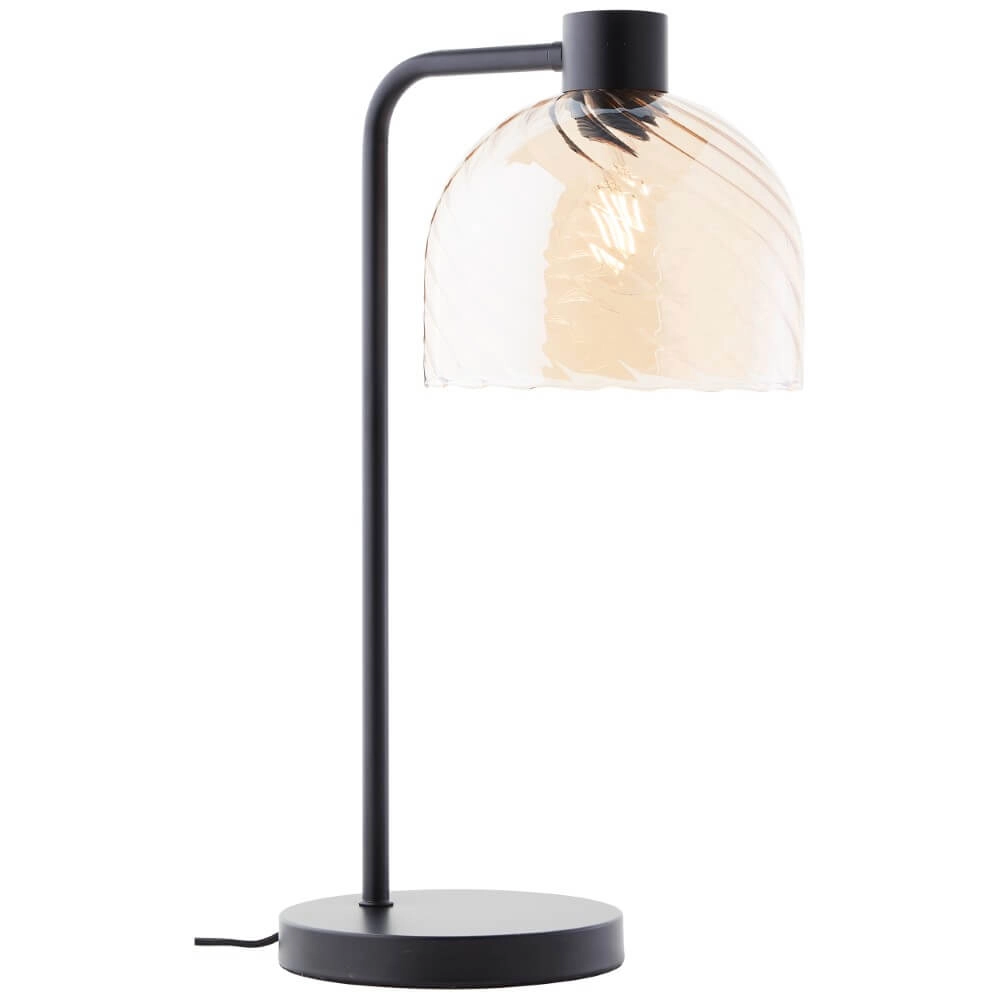 Tischlampe Casto schwarz mit bernsteinfarbenem Glas Brilliant 4004353446832